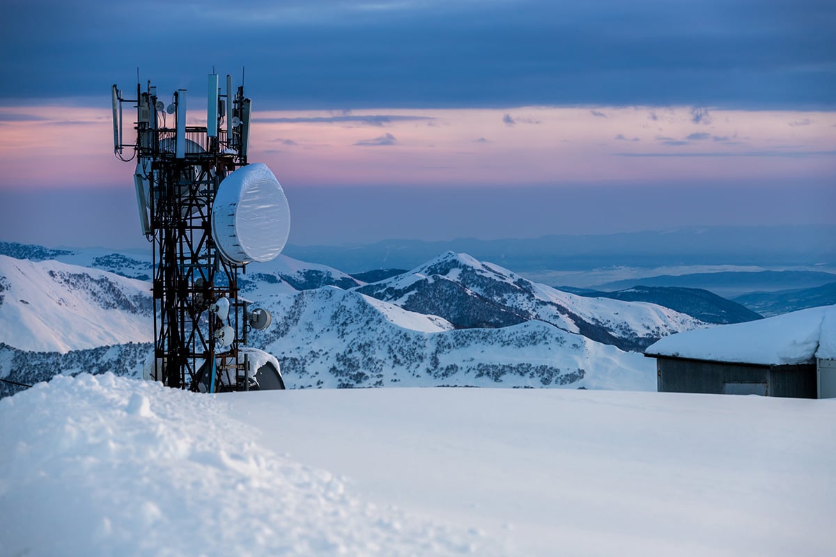 remote satellite station on mountain top