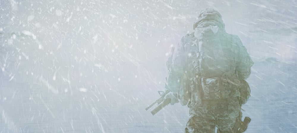 soldier in a blizzard